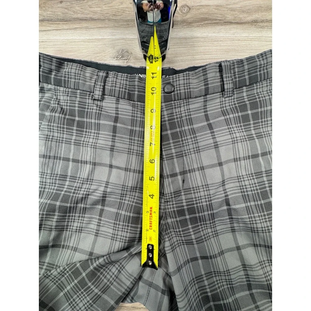 Nike Golf Mens Dri-FIT Plaid Shorts Grey Black Size 30 Performance‎ Activewear